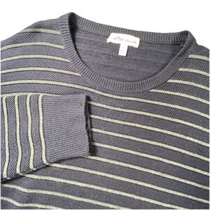 Peter Millar Mens Merino Wool Sweater‎ Large Blue Striped Long Slv Pullover Golf
